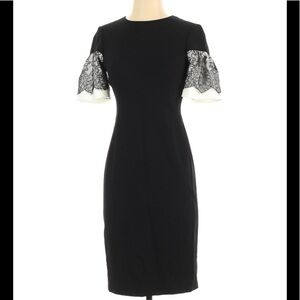 Paule La black cocktail dress flutter sleeve